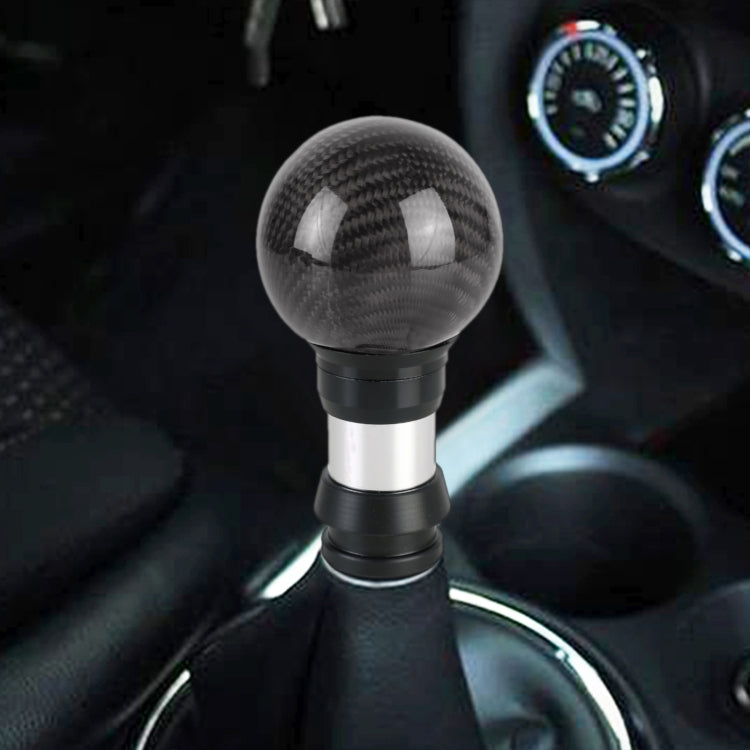Universal Car Pressable Telescopic Carbon Fiber Gear Head Gear Shift Knob, Length: 9.5cm Black