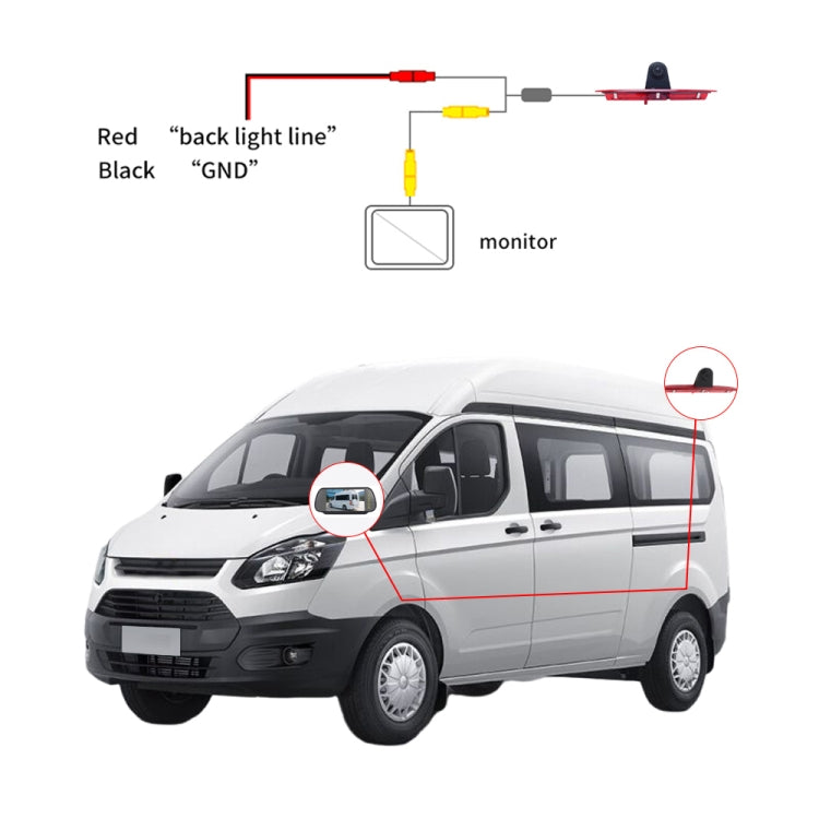 PZ466 Car Waterproof 170 Degree Brake Light View Camera for Ford Transit 2014-2015, PZ466 – Waterproof