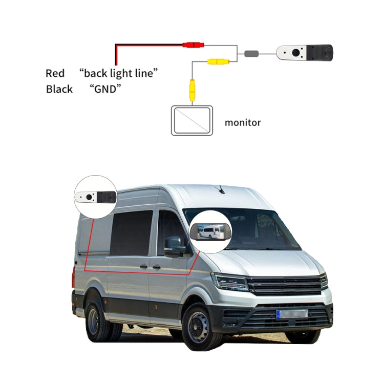PZ475 Car Waterproof 170 Degree Brake Light View Camera + 7 inch Rearview Monitor for Volkswagen Crafter, PZ475 + 7 inch Rearview Monitor
