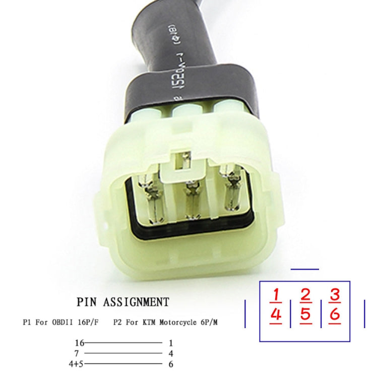 Motorcycle OBD 16PIN Female to 6PIN Connector Cable for KTM, 16PIN to 6PIN – Durable Build, Easy to Use