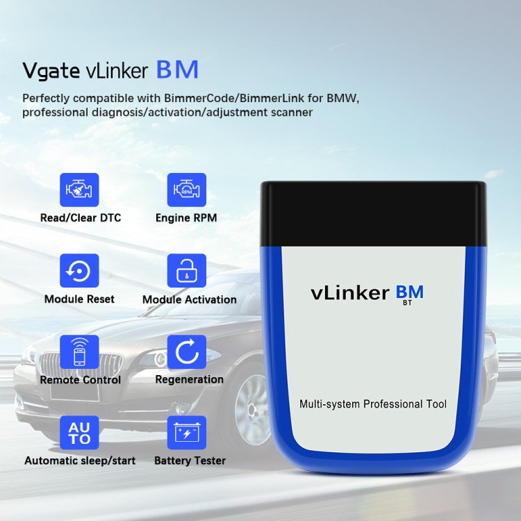 Vgate VLINKER BM V2.2 Bluetooth 3.0 Android Phone Car OBD Fault Diagnosis Detector, BM V2.2 Bluetooth 3.0 – Bluetooth