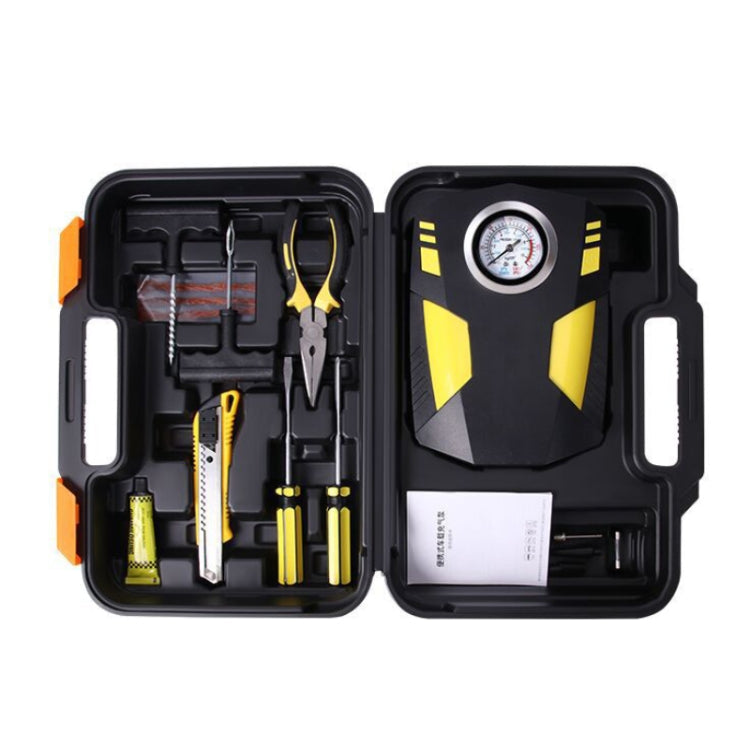 Car 12V Portable Inflatable Cylinder Pedal Pointer Air Pump with Light & Tool Box, Pointer with Tool Box Pointer with Tool Box