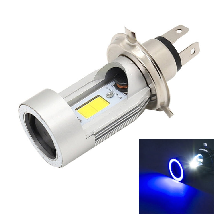 H4 DC12-80V / 20W / 6000K / 2000LM Motorcycle Headlight with Angel Eyes, H4 (Blue), H4 (Red) H4 (Blue) Blue