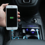 SHUNWEI SD-1938 120W 3A Car 3 in 1 Dual USB Charger Cigarette Lighter with Atmosphere Light, SD-1938 (Black)