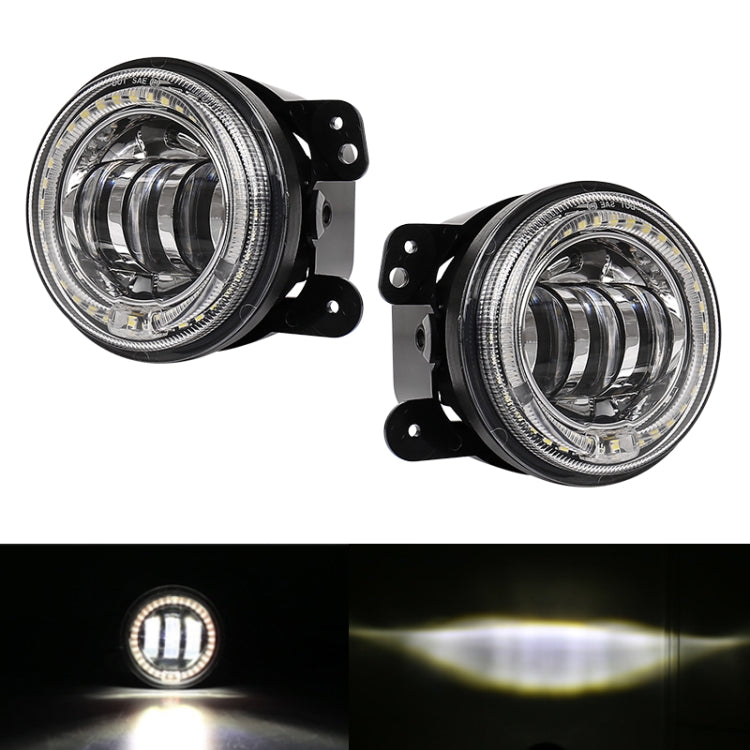 2 PCS DC12V-30V / 30W / 3A / 1440LM 12LEDs 4 inch Car LED Colorful Fog Light, Style: White Background, Style: White Background (White Light), Style: White Background (Yellow Light)