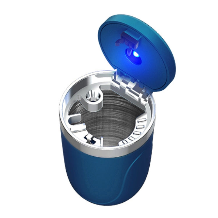 Portable Car Stainless Steel Liner Cigarette Ashtray with Light, with Stainless Steel Liner with Stainless Steel Liner Dark Blue