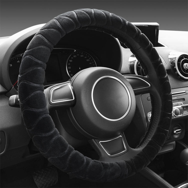 Car Universal Short Plush Warm Anti-skid Steering Wheel Cover, Adaptation Steering Wheel Diameter: 38cm – Wear-resistant Black
