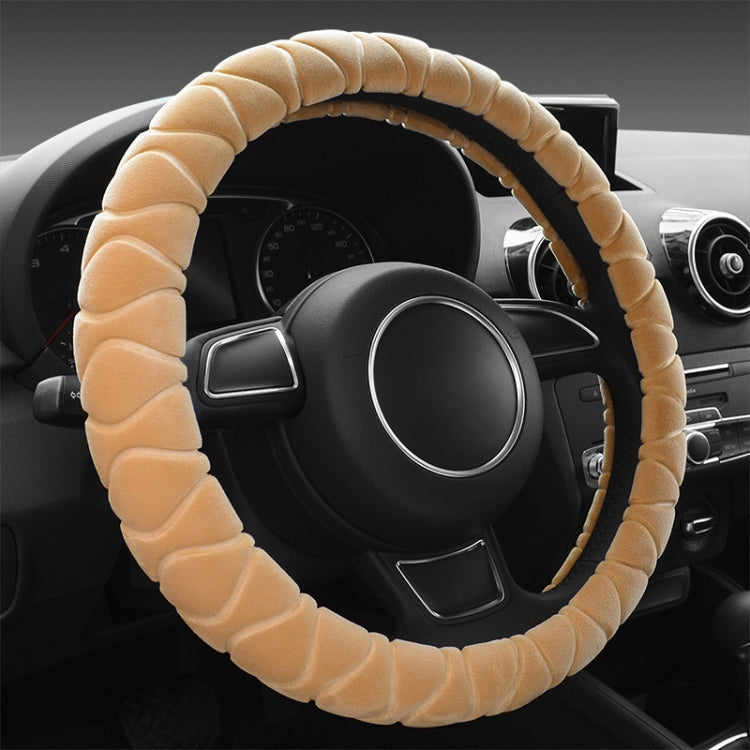 Car Universal Short Plush Warm Anti-skid Steering Wheel Cover, Adaptation Steering Wheel Diameter: 38cm Beige