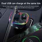 C13 Multifunctional Car Dual USB PD Fast Charger Bluetooth FM Transmitter with Atmosphere Light, C13