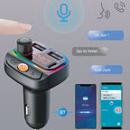 C15 Multifunctional Car Dual 3.1A+Type-C USB Charger Bluetooth FM Transmitter with Atmosphere Light, C15