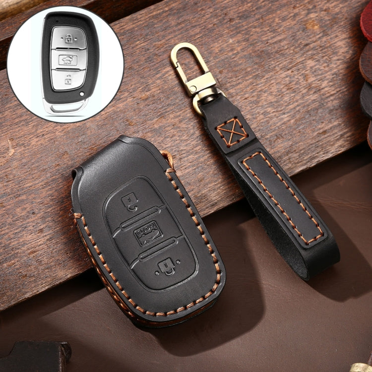 Hallmo Car Cowhide Leather Key Protective Cover Key Case for Hyundai IX35 A Style – Leather, For Hyundai IX35 A Style For Hyundai IX35 A Style Black