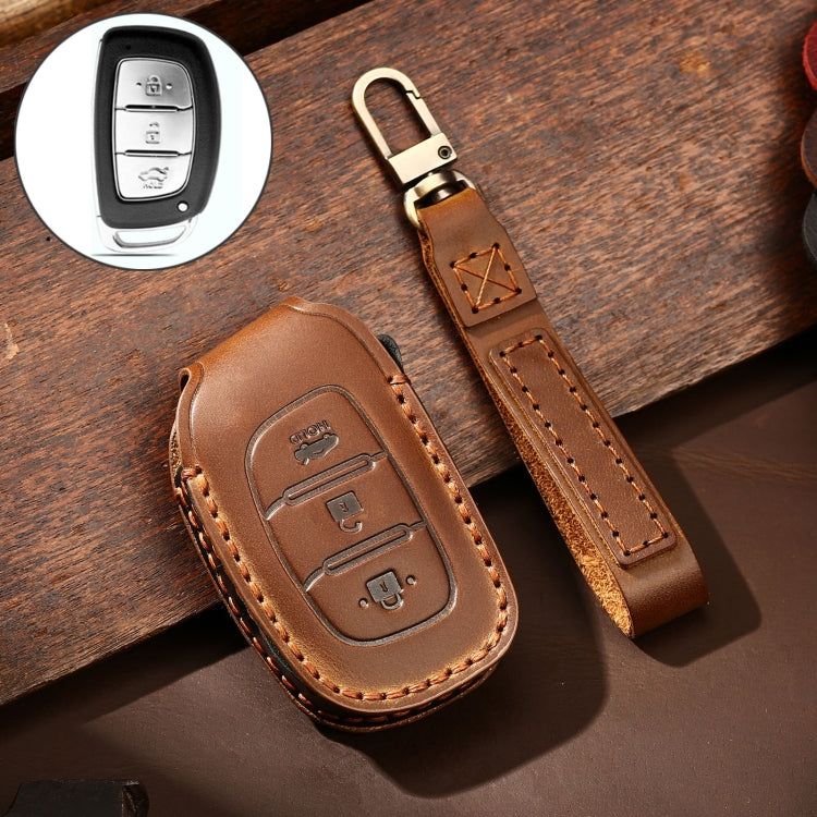 Hallmo Car Cowhide Leather Key Protective Cover Key Case for Hyundai IX35 B Style – Leather, For Hyundai IX35 B Style For Hyundai IX35 B Style Brown