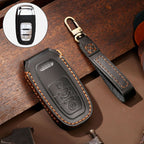 Hallmo Car Cowhide Leather Key Protective Cover Key Case for Audi A6L / A8L / A4 / A7 / A5 B Style, For Audi A6L B Style For Audi A6L B Style Black