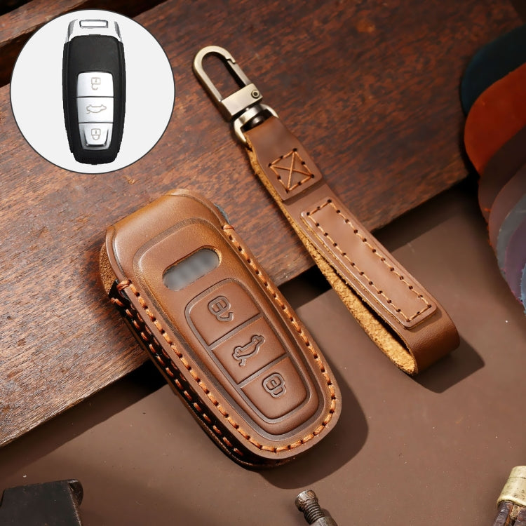 Hallmo Car Cowhide Leather Key Protective Cover Key Case for Audi A6L / A8L / A4 / A7 / A5 C Style – Leather, For Audi A6L C Style For Audi A6L C Style Brown