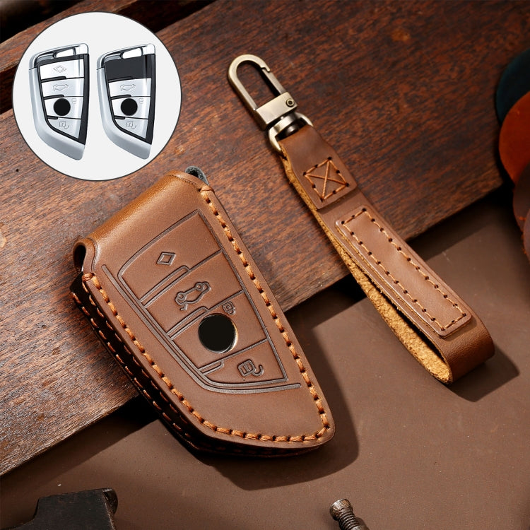 Hallmo Car Cowhide Leather Key Protective Cover Key Case for BMW Blade Style – Leather, For BMW Blade Style For BMW Blade Style Brown