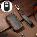Hallmo Car Cowhide Leather Key Protective Cover Key Case for Honda Civic / Accord 2-button, For Honda Civic / Accord 2-button For Honda Civic Accord 2-button Black