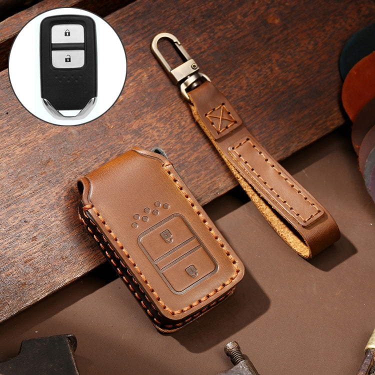 Hallmo Car Cowhide Leather Key Protective Cover Key Case for Honda Civic / Accord 2-button – Leather, For Honda Civic / Accord 2-button For Honda Civic Accord 2-button Brown