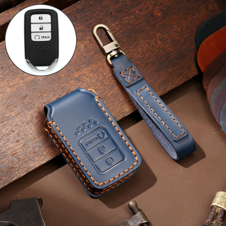 Hallmo Car Cowhide Leather Key Protective Cover Key Case for Honda Civic / Accord 3-button Start – Leather, For Honda Civic / Accord 3-button Start For Honda Civic Accord 3-button Start Blue