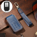 Hallmo Car Cowhide Leather Key Protective Cover Key Case for Honda Civic / Accord 4-button, For Honda Civic / Accord 4-button For Honda Civic Accord 4-button Blue