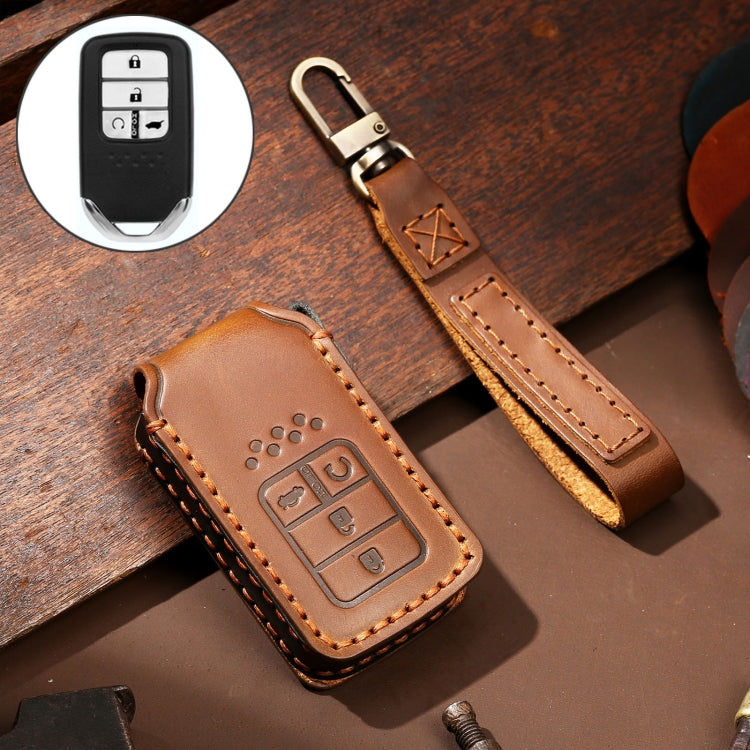 Hallmo Car Cowhide Leather Key Protective Cover Key Case for Honda Civic / Accord 4-button – Leather, For Honda Civic / Accord 4-button For Honda Civic Accord 4-button Brown