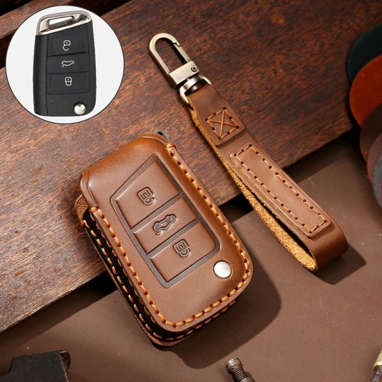 Hallmo Car Cowhide Leather Key Protective Cover Key Case for Volkswagen Lavida B Style – Leather, For Volkswagen Lavida B Style, For Volkswagen Lavida BStyle For Volkswagen Lavida BStyle Brown
