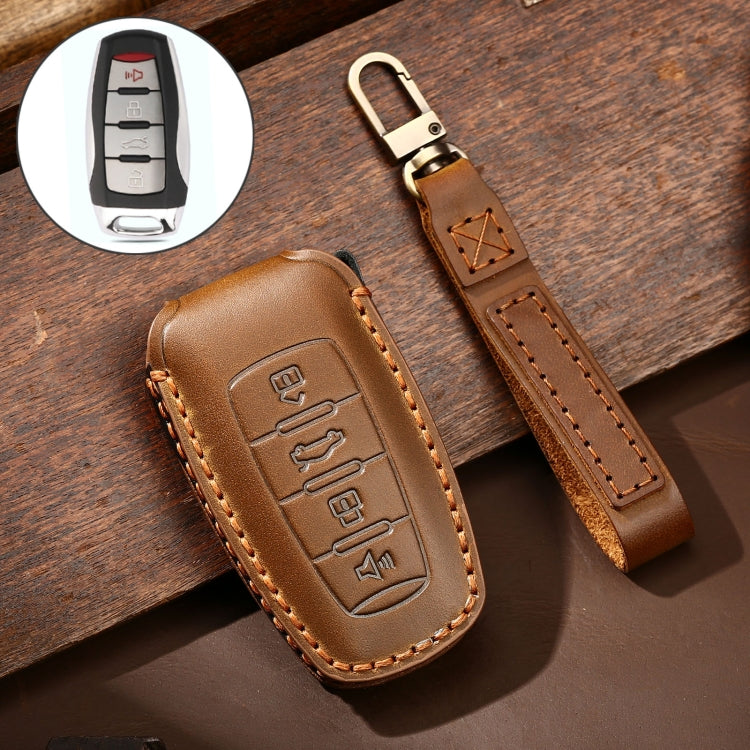 Hallmo Car Cowhide Leather Key Protective Cover Key Case for Haval H6, For Haval H6 For Haval H6 Brown