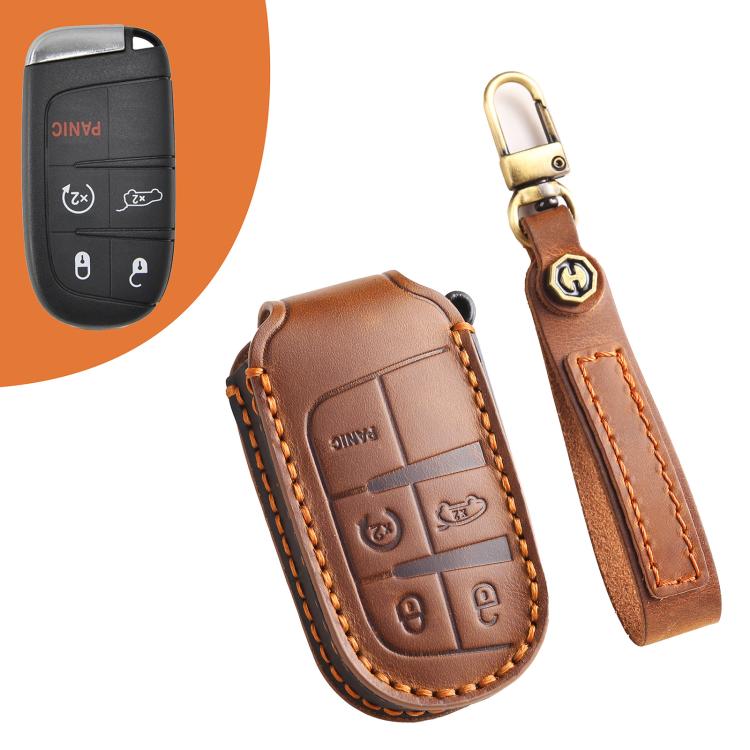 Hallmo Car Cowhide Leather Key Protective Cover Key Case for Jeep Compass – Leather, For Jeep Compass For Jeep Compass Brown