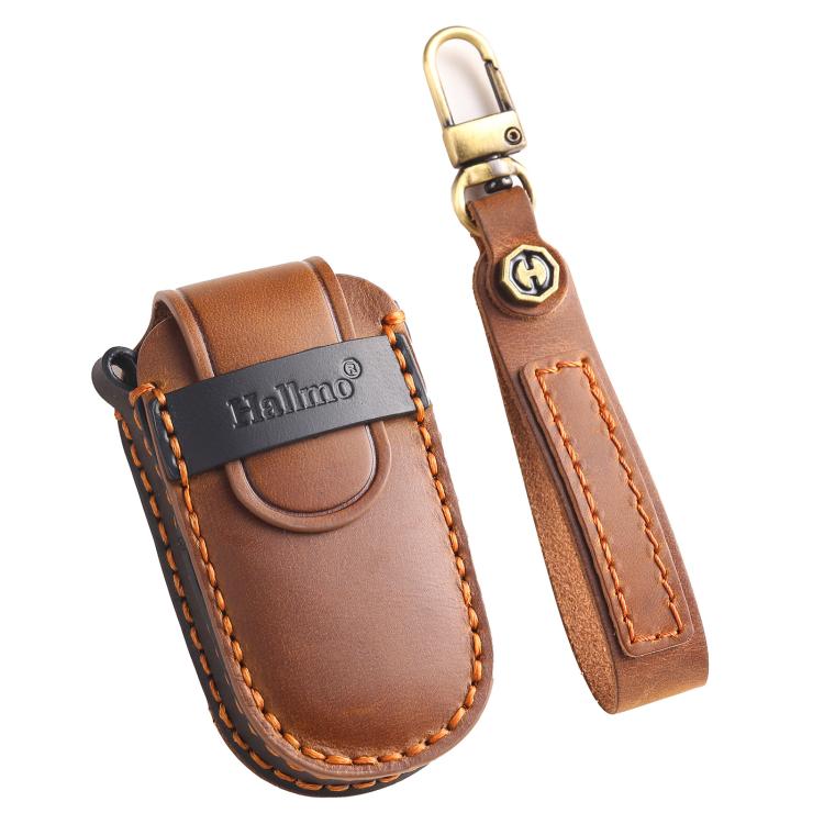 Hallmo Car Cowhide Leather Key Protective Cover Key Case for Jeep Compass – Leather, For Jeep Compass