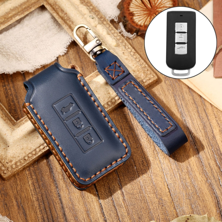 Hallmo Car Cowhide Leather Key Protective Cover Key Case for Mitsubishi Outlander – Leather, For Mitsubishi Outlander For Mitsubishi Outlander Blue