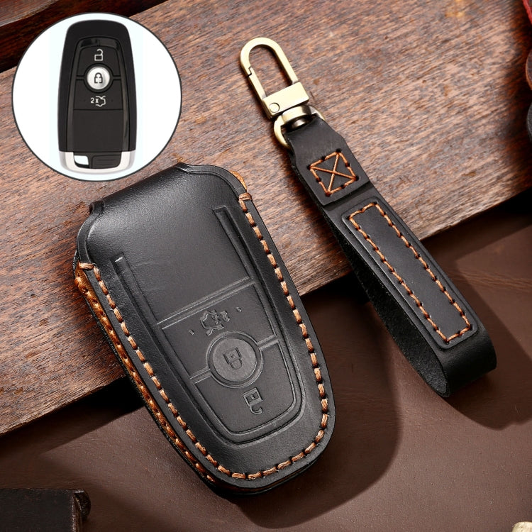 Hallmo Car Cowhide Leather Key Protective Cover Key Case for Ford Focus B Style – Leather, For Ford Focus B Style For Ford Focus B Style Black
