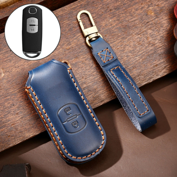 Hallmo Car Cowhide Leather Key Protective Cover Key Case for Mazda Axela 2-button – Leather, For Mazda Axela 2-button For Mazda Axela 2-button Blue