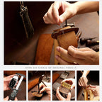 Hallmo Car Cowhide Leather Key Protective Cover Key Case for Volvo 5-button, For Volvo 5-button