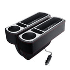 Car Multi-functional Wireless Fast Charge Console PU Leather Box Cup Holder Seat Gap Side Storage Box, Wireless Fast Charge (Black), Wireless Fast Charge (Beige), Wireless Fast Charge (Brown) Wireless Fast Charge (Black) Black