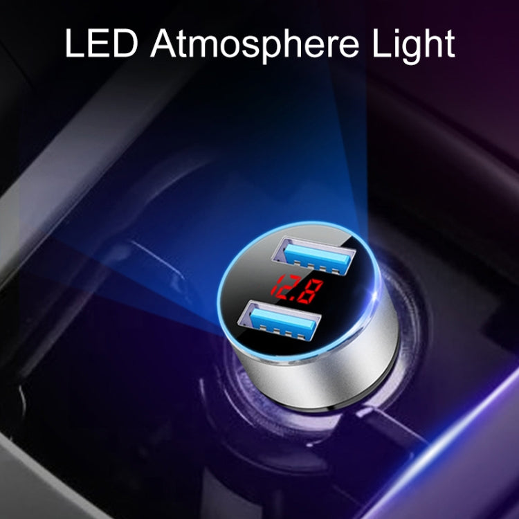 JMG-C016A 5V 3.1A Car Dual USB Charger with LED Display, JMG-C016A (Black), JMG-C016A (Gold), JMG-C016A (Blue), JMG-C016A (Red), JMG-C016A (Silver)