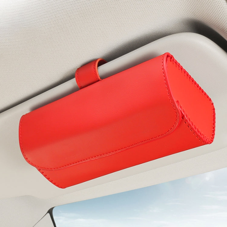 533 Car Glasses Storage Bag Glasses Box – Leather Red