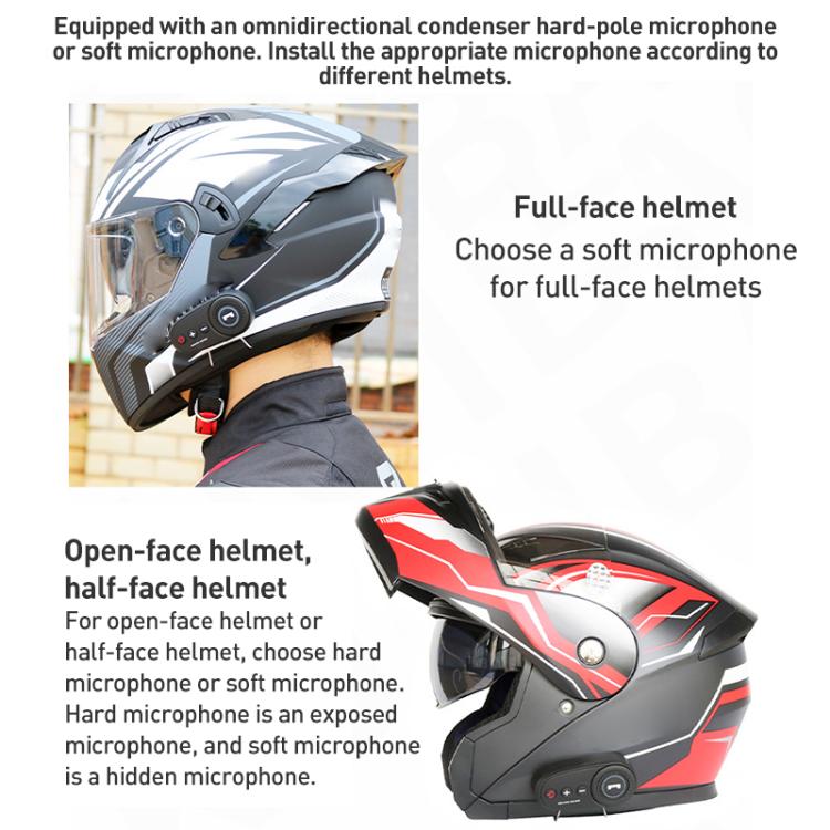K10 Motorcycle Bluetooth Helmet Headset, Black Hard Pole Microphone, Carbon Fiber Hard Pole Microphone, Carbon Fiber Hidden Microphone, Black Hard Pole Microphone, Black Hidden Microphone