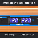 Carmaer 12V to 220V 1200W Car Multi-function Double Digital Display Inverter Household Power Converter, 12V to 220V 1200W
