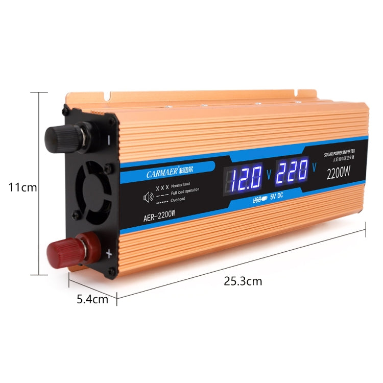 Carmaer 24V to 220V 2200W Car Multi-function Double Digital Display Inverter Household Power Converter, 24V to 220V 2200W – Aluminum Alloy, TPU