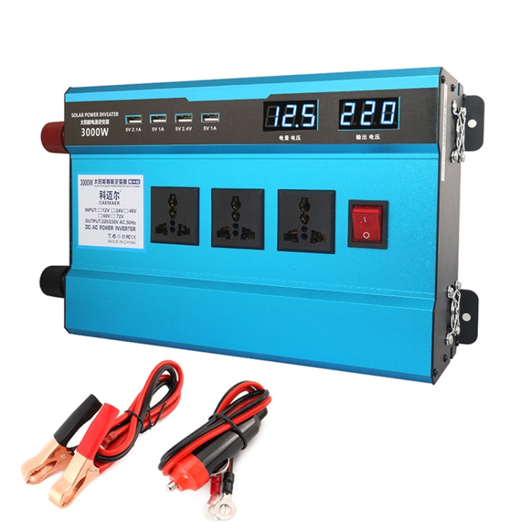 Carmaer 12V to 220V 3000W Intelligent Fan Car Double Digital Display Inverter Household Power Converter, 12V to 220V 3000W – TPU 12V to 220V 3000W