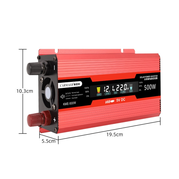 Carmaer Universal 12V to 220V 500W Car LCD Display Inverter Household Power Converter, Universal 12V to 220V 500W – Aluminum Alloy, TPU