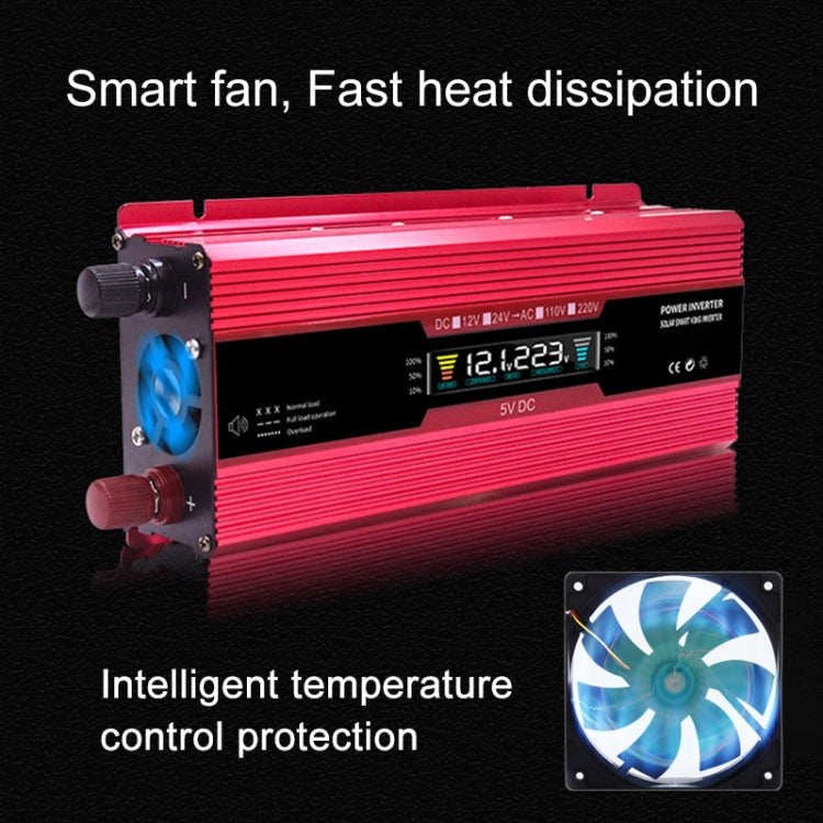 Carmaer Universal 12V to 220V 500W Car LCD Display Inverter Household Power Converter, Universal 12V to 220V 500W – Aluminum Alloy, TPU