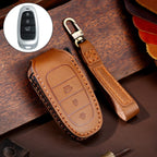 Hallmo Car Cowhide Leather Key Protective Cover Key Case for Hyundai 3-button, For Hyundai 3-button For Hyundai 3-button Brown