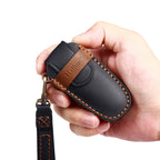 Hallmo Car Cowhide Leather Key Protective Cover Key Case for Hyundai 4-button Start – Leather, For Hyundai 4-button Start