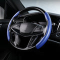 Car Universal Carbon Fiber Texture Leather Steering Wheel Cover – Leather Blue