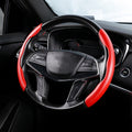 Car Universal Carbon Fiber Texture Leather Steering Wheel Cover Red