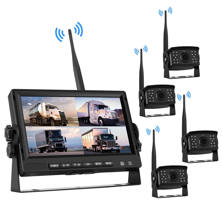 7 inch Car Digital Wireless Rear-view Split-screen Monitor Four Record, Four Record – Shockproof, Waterproof Four Record