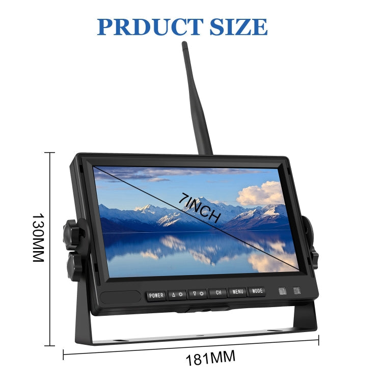 7 inch Car Digital Wireless Rear-view Split-screen Monitor Four Record, Four Record – Shockproof, Waterproof