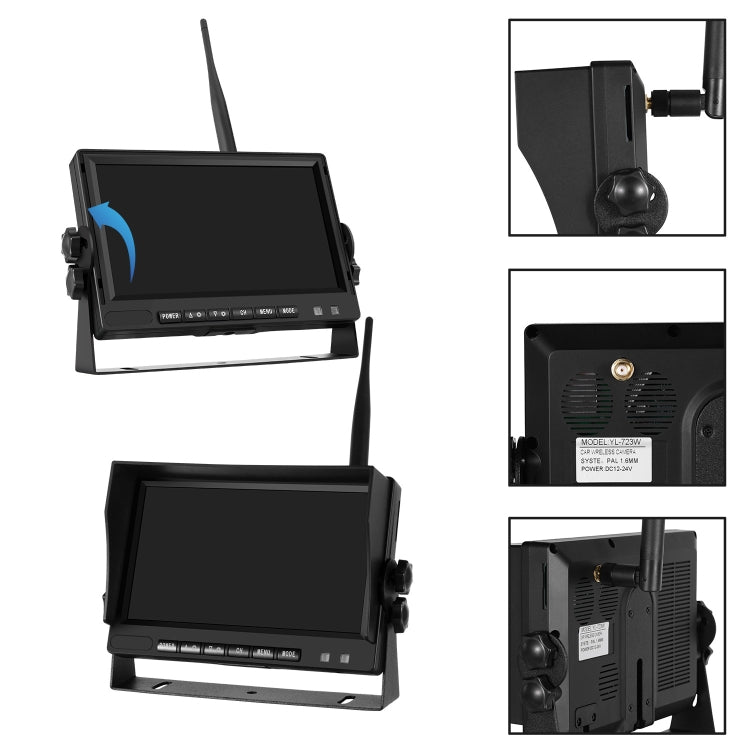 7 inch Car Digital Wireless Rear-view Split-screen Monitor Four Record, Four Record – Shockproof, Waterproof