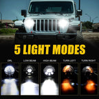 7 inch Car Matrix Gradient LED Headlight Lamps for Jeep Wrangler, 7 inch Matrix