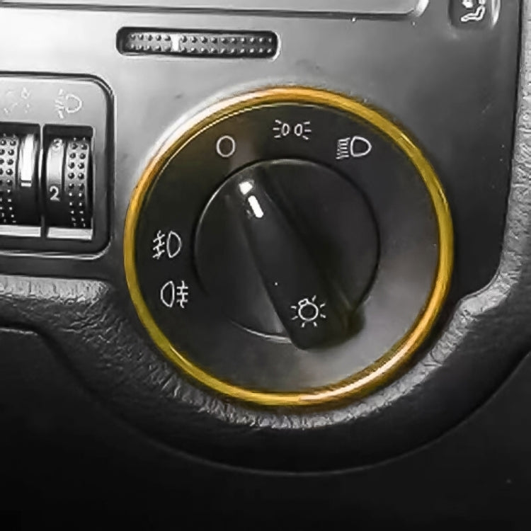 Car Headlight Switch Decorative Ring for Volkswagen Golf Gold